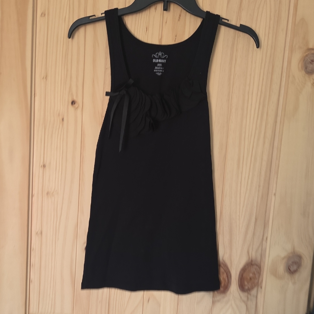 Old Navy Black Tank Top with Ruffle Detail
